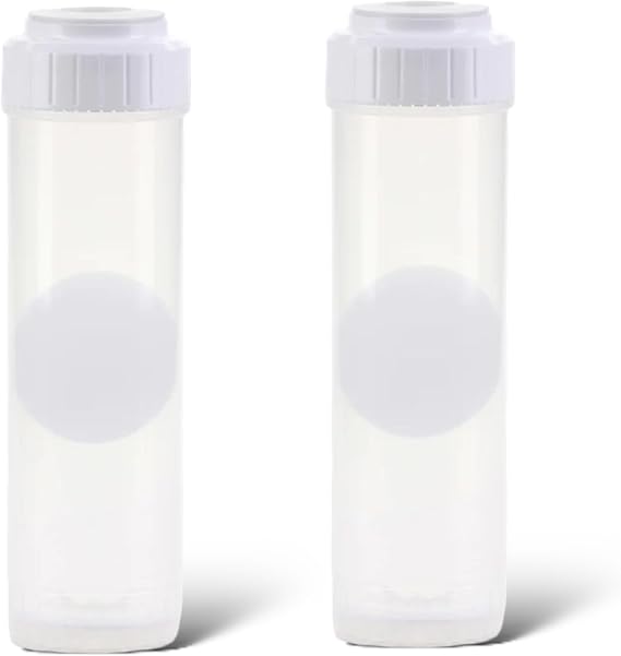 LiquaGen 2 Pack Clear Empty Standard Size Water Filter Cartridge, Durable Construction Universal Pre/Post Use 2.5 x 10 with Padding