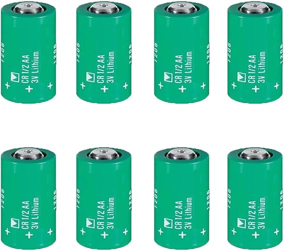 (8-Pack CR1/2AA 3V 950mAh Non-Rechargeable Disposable Lithium Battery for CR1/2AA Series Battery