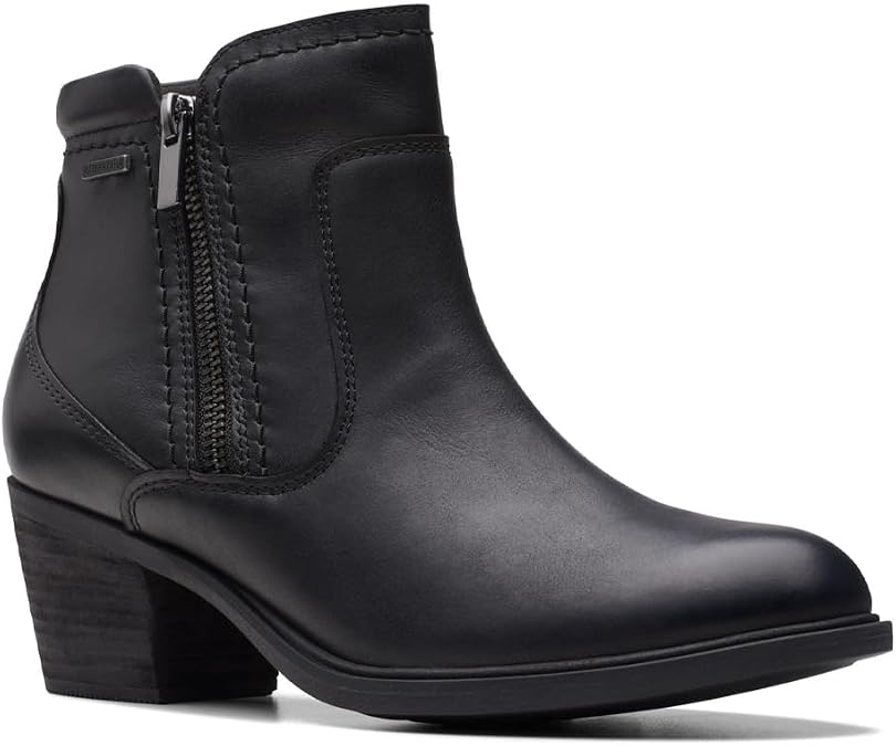 Clarks 261751994060 Neva Zip WP Black Leat Ladies' M085