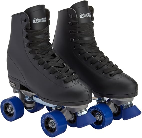 CHICAGO SKATES Men's Classic Roller Skates - Premium Black Quad Rink Skates
