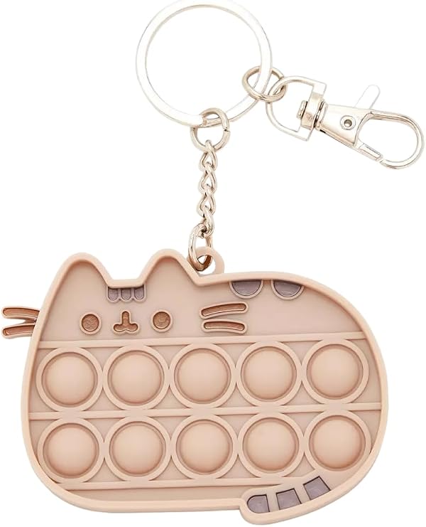 Pusheen 猫キーホルダー ポッパー キーチェーン 猫キーホルダー, ベージュ, Medium