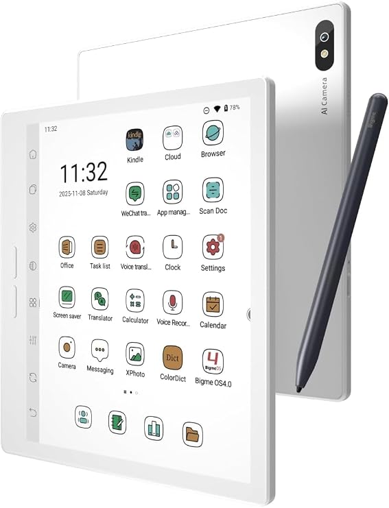 Bigme B7 Pro 7-Inch Colour ePaper Tablet with 8+256GB Memory and 4G Telephony Function (White)