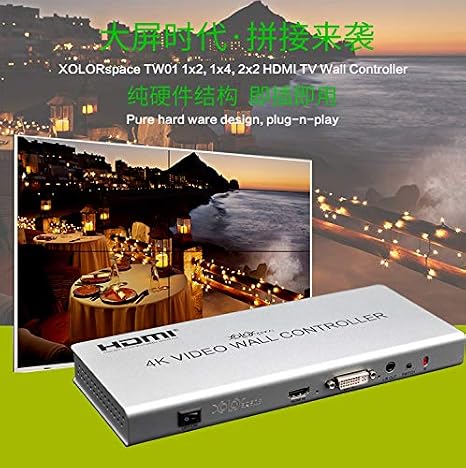 TW01 4k 2X2 4K HDMI/DVI Video Wall Controller VIDEO WALL CONTROLLER PROCESSOR Multi-Screen Wall Controller Split View HDMI Magnification Multiviewer Quad Viewer Supports 2X2, 1x2, 1x4 TV