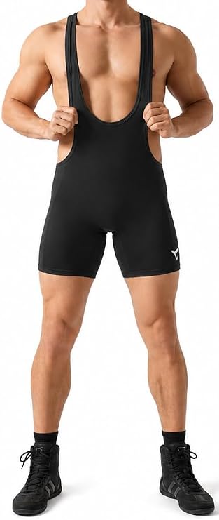 Men’s Wrestling Singlet, Powerlifting Singlet Sleeveless Athletic Bodysuit, Stretch Compression One Piece Training Suit for Wrestling, Weightlifting, Gym Fitness