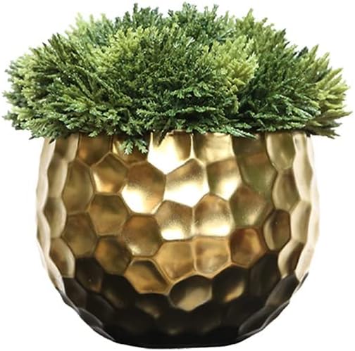 Artifical Tree Simulation Bonsai Thuja Leaf Green Plant Golden Flower Device Home Living Room Office Desktop Potted Small Ornaments Artificial Tree Indoor(A)