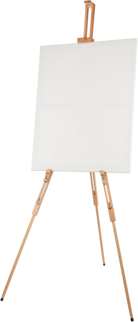 Artist Easel - Millbrook All Media Wood Field Easel Lightweight Adjustable Angles Perfect for Watercolors, Acrylics, and Oils, Holds Canvases up to 48" High