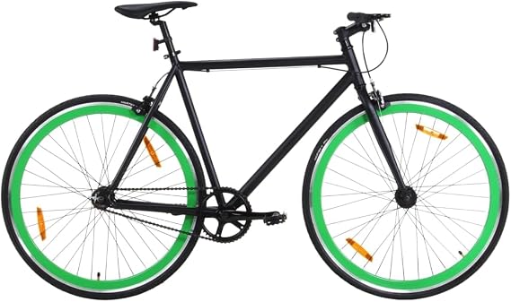 Fixed Gear Bike Black and Green 700c 59 cm Bicycles