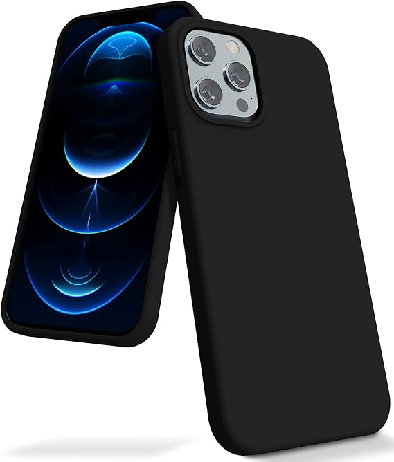 GOOSPERY Liquid Silicone Case for iPhone 12 Pro Max Case (6.7 inches) Silky-Soft Touch Full Body Protection Shockproof Cover Case with Soft Microfiber Lining (Black)