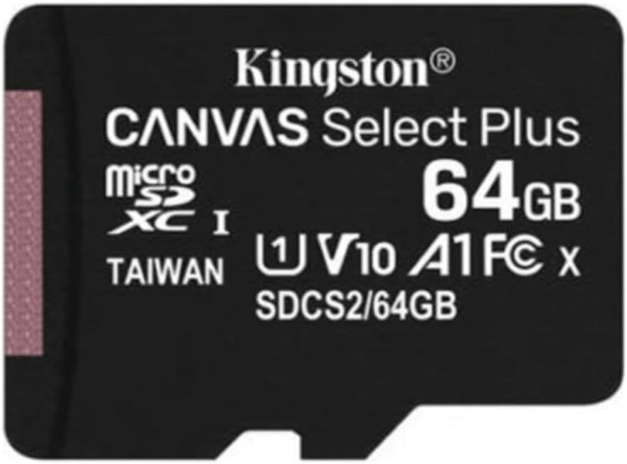 Kingston 64GB Canvas Select Plus microSDXC Card | Up to 100MB/s | A1 Class 10 UHS-I | with Adapter | SDCS2/64GB