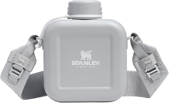 Stanley Next x Nature Canteen 25 oz | Lightweight Stainless Steel Water Bottle with Adjustable Strap & Tethered Lid | BPA-Free | Ash