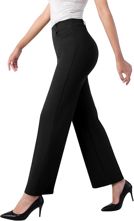 Womens Wide Leg Dress Pants Stretch Work Slacks with Pockets