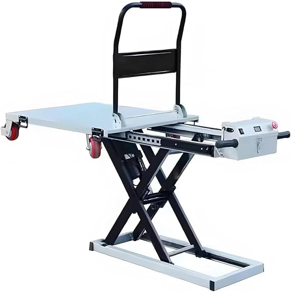 Load-Bearing Hydraulic Lift Truck - 660 lbs, 47-inch Lift Height Electric Scissor Lift, Portable Electric Hydraulic Lift Platform Hand Truck, Suitable for Material Handling(47" Lifting)
