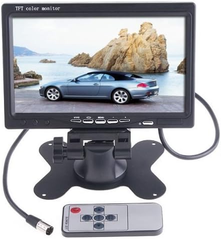 BW 7 inch HD 800 * 480 TFT Color LCD Car Rear View Camera Headrest Monitor DVD VCR Remote Control Support Rotating Screen and 2 AV Inputs