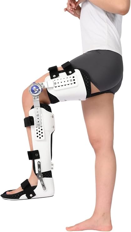 Adjustable Hip Joint Fixation Bracket, Hip Knee Ankle Foot Orthosis Braces, Knee Orthosis Support Joint Stabilizer, Fully Adjustable Calf Ankle Foot Fixed Bracket, for Hip Fracture(Locking,Right)
