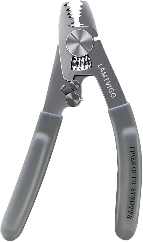 Professional Fiber Optic Wire Stripper Cutter, 6 in 1 Multifunction Stainless Steel Tool for Fiber Cable, Kevlar Scissors, Coating Stripper with Hex Wrench, for 2-3mm/250um/900um/Peel Wire