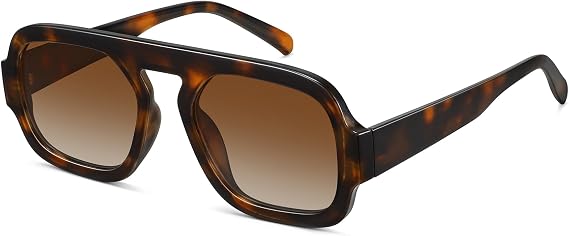 WOWSUN Retro Aviator Sunglasses Womens 70s Square Trendy Shades Sun Glasses