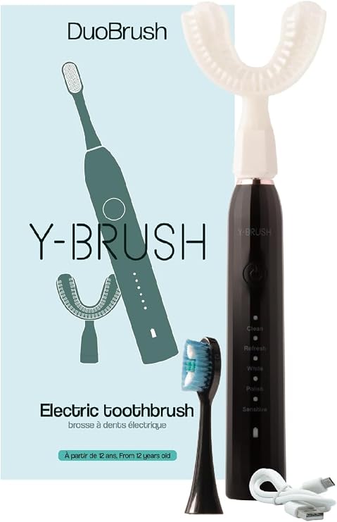 Y-Brush 2024 - DuoBrush Electric Sonic Toothbrush - Automatic andTraditional Brush - 1 Month Battery Life - Adult Pack - Clinically Proven