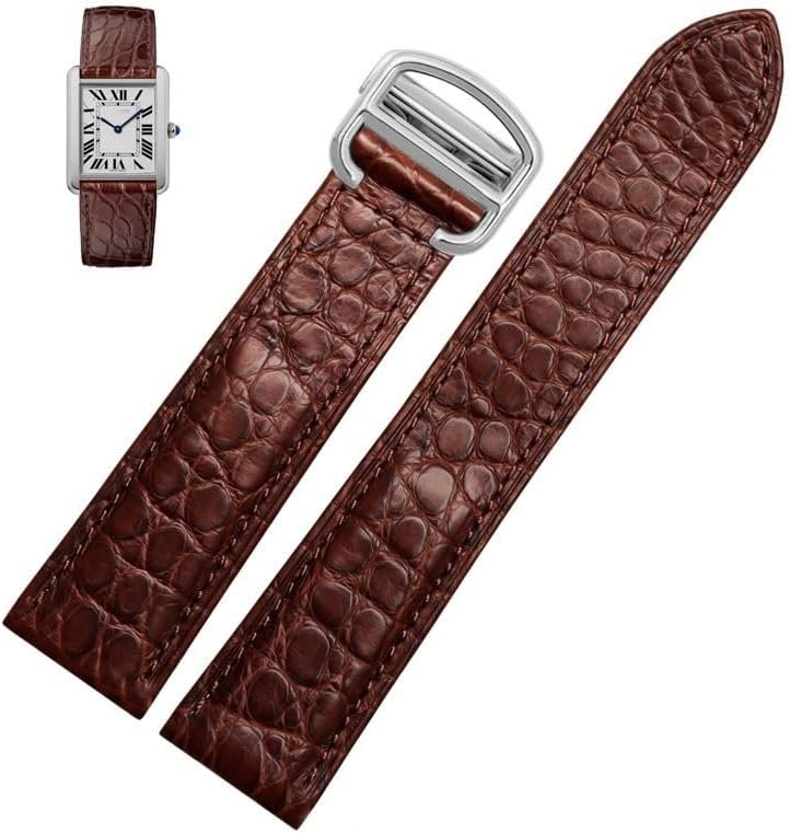 Leather Watch Strap For Cartier TANk SOLO RONDE London Kalibo Watch Chain with Folding Buckle