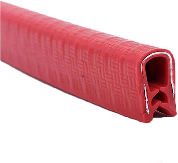U-Channel Edge Panelling, U Rubber Sealing Strip, U Shape Seal Edge Strip Trim 16.4FT with Metal Fit Gap Flexible Easy to Instal and Cut for Car Doors,Glass Steel Plates,Height x Width,Red,10mm x 8mm
