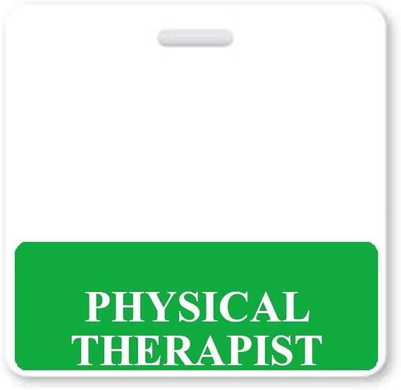 Physical Therapist Badge Buddy - Heavy Duty Horizontal Badge Buddies for PTs - Spill & Tear Proof Cards - 2 Sided USA Printed Quick Role Identifier ID Tag Backer by Specialist ID