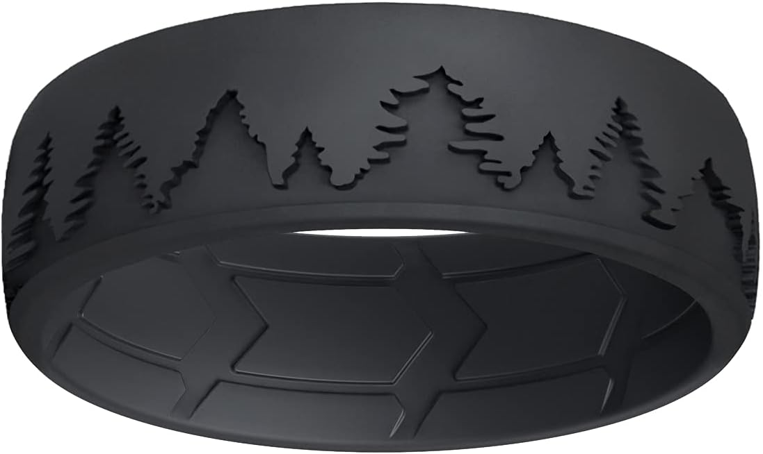 ROQ Silicone Rubber Wedding Ring for Men, Comfort Fit with Enhanced Breathability, Men's Wedding Band, Durable Rubber Engagement Band, Multi Packs, Multi Colors