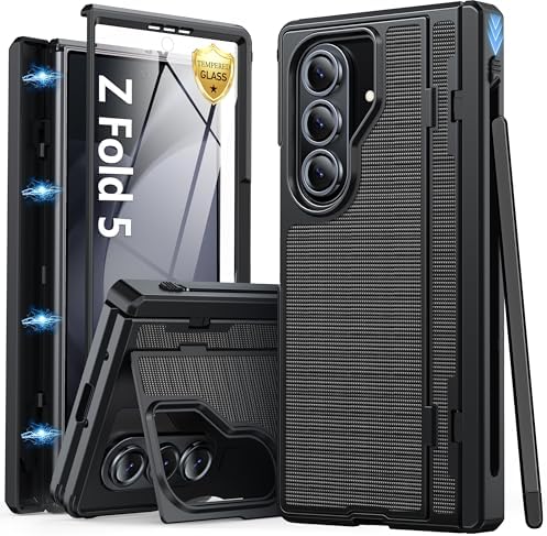 Oterkin for Samsung Galaxy Z Fold 5 Case Built-in Screen Protector [Thinner S Pen Holder & Kickstand] [Fit for MagSafe] [Hinge Protection] Full Body Shockproof Phone Case for Z Fold 5, Black