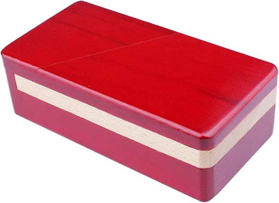 DC-BEAUTIFUL Impossible Puzzle Master Secret Opening Wooden Red Magic Box with Secret Drawer - Mysterious Gift Puzzle