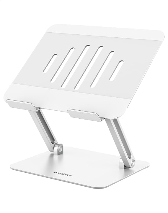 Laptop Stand for Desk Adjustable Tablet Holder-Vertical Computer Riser-Foldable Convertor Mount for Notebook iMac MacBook Air Pro,Dell XPS, HP (10-17.3")-Aluminum-Silver