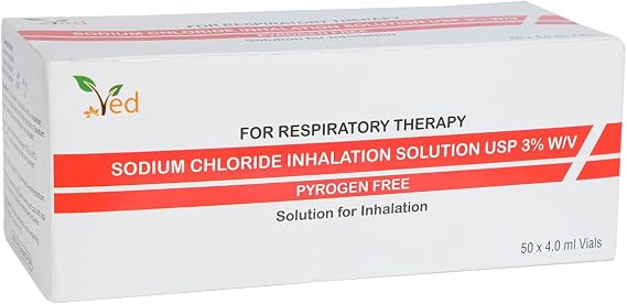 VED Hypertonic Inhalation Saline Solution, 3% Sodium Chloride (NaCl),4.0 ml Unit Dose Vials for Adult & Child (3%, 50, Count)
