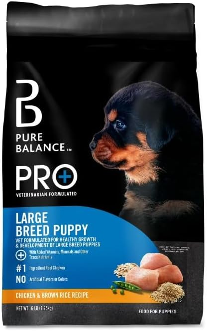 Pure Balance Pro+ Chicken and Brown Rice Large Breed Puppy Food ~ 16 Lbs ~ Dog Kibble Form, High Protein ~ (1 Pack)