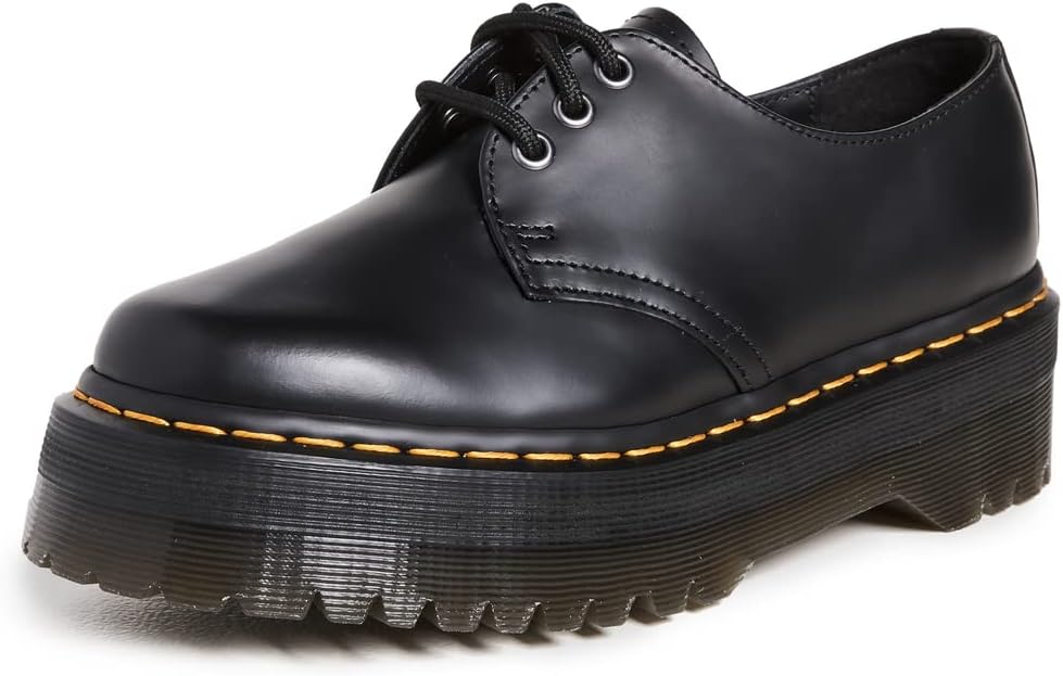 Dr. Martens Womens 1461 Quad Smooth Leather Platform Shoes