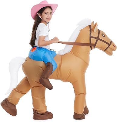 HSCTEK Child Inflatable Horse Ride On Costume