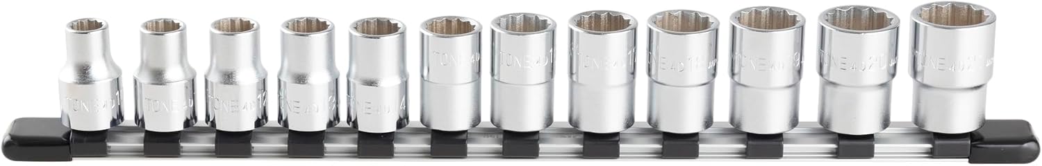 TONE Socket Set with Socket Holder 12-Point HD412 12 Inch Drive 12-Piece
