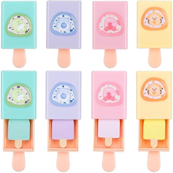KOOBOOK 4Pcs Kawaii Pencil Eraser Fun Magic Box Eraser for Artists Ice Cream Rubber Erasers Bulk Cute Office Supplies