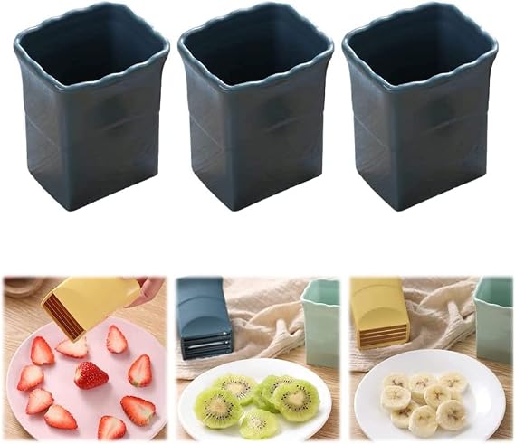 3 PCS Cup Slicer, 2023 New Fruit Slicer, Quickly Making Fruit Vegetable Salad, Stainless Steel Strawberry Slicer, Egg Slicer, Strawberry Cutter Banana Slicer Kitchen Gadget FJIUMOZEN (Dark Blue)