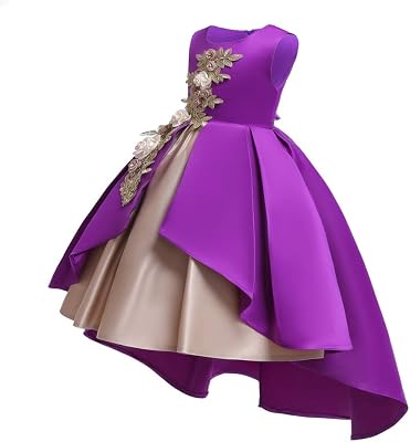 Pageant Dresses for Girls Party Birthday First Communion Feast Tutu Ball Gown Flower Dresses Elegant Kids Fall A Line Bodice Flower Dress Size 3 4 Years Purple 110