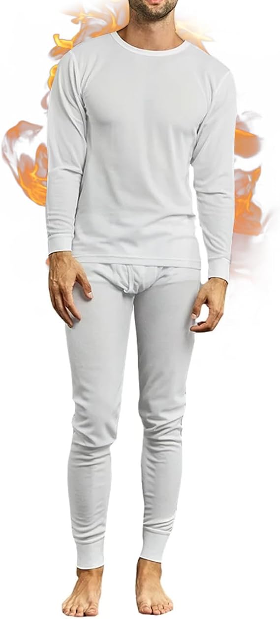 Mens 2pc Long Thermal Underwear Set Warm Base Layer Long Johns Cold Weather Thermals Small to 3XL