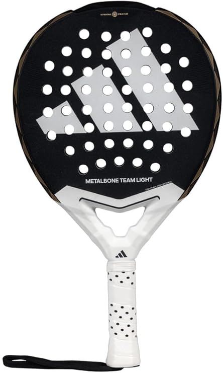 adidas Metalbone Team Light 3.4 Racket - Black White, Round Shape, EVA Soft Performance Foam, Fiberglass