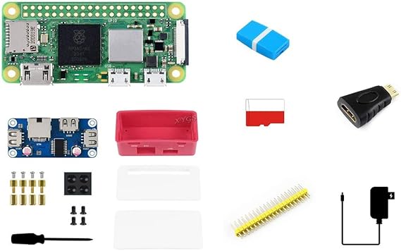 for Raspberry Pi Zero 2 W Package E Kit with Mini HDMI to HDMI Adapter 2X20 Pinheader and SD Card Reader 16GB @XYGStudy (RPi Zero 2 W Package E)