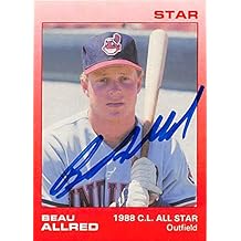 Sports Memorabilia Autograph Warehouse 246135 Beau Allred Autographed Baseball Card - Cleveland Indians 1988 Star - No. 23