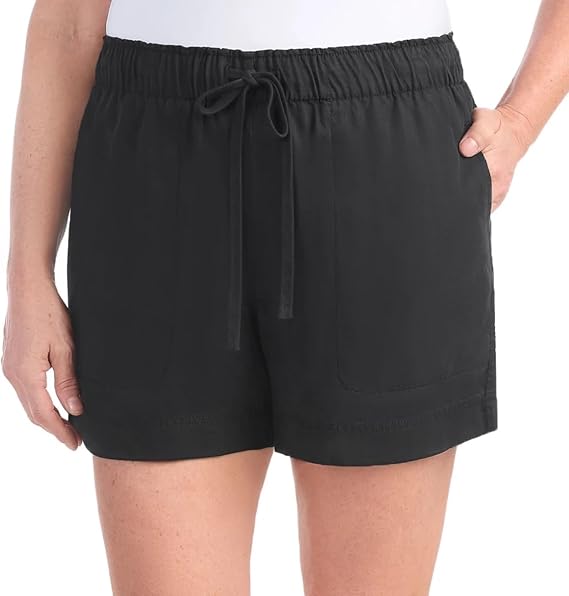 Hilary Radley Womens Lightweight Pull-on Tencel Short (US, Alpha, Medium, Regular, Regular, Black)