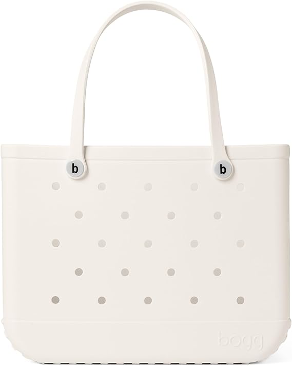 BOGG BAG Original Large Tote 19 x 14 x 9 Durable, Washable, Tip-proof Beach, Pool, Boat, Work, Sports (Coconut with White Buttons)