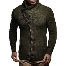 Leif Nelson Men's Knit Cardigan with Turtle Neck LN7080