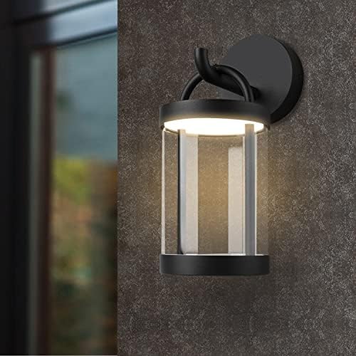 Outdoor Wall Sconce Lantern Black Exterior IP54 Waterproof LED Wall Light Lamp Round Lighting Aluminum Lights for Porch Entryway Front Door Doorway Garden Yard Patio 13W 700Lm 3000K