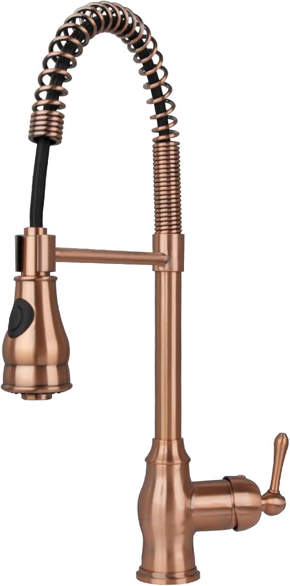 Akicon Single Handle Pull-Down Copper Kitchen Faucet with Spring Spout - Including Akicon (AK518)