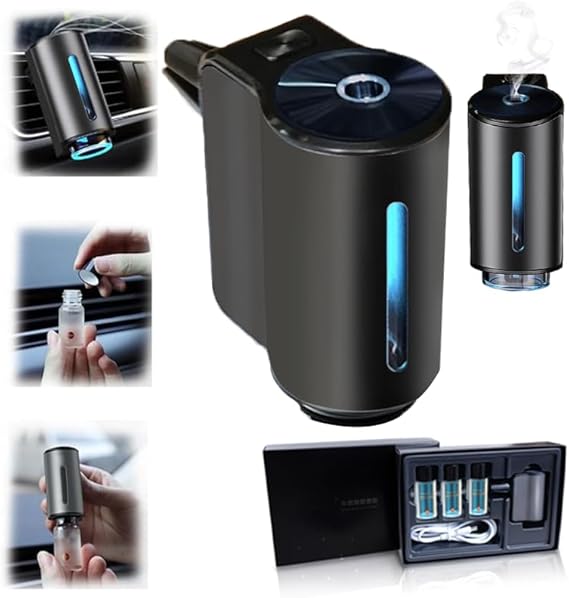Smart Car Air Freshener, Aromatizante Para Carro, Smart Car Air Freshener Diffuser with Three Adjustable Intensity Levels (3Pcs Cologne Oils + Diffuser)