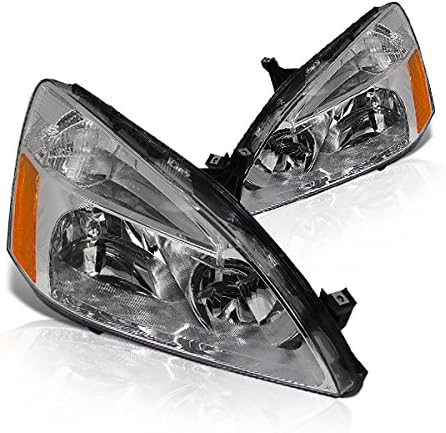 Clear Lens Headlights with Chrome Housing Made For And Compatible with Honda Accord 03-07