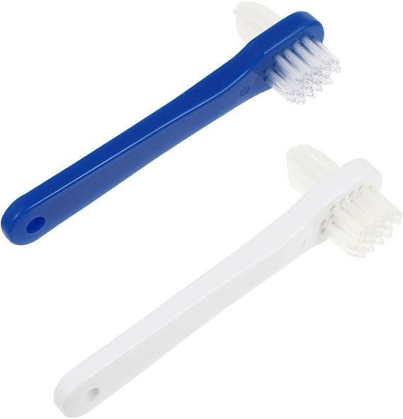 ARTIBETTER 2Pcs Double-Sided False Toothbrush Cleaning Tool (White + Blue)