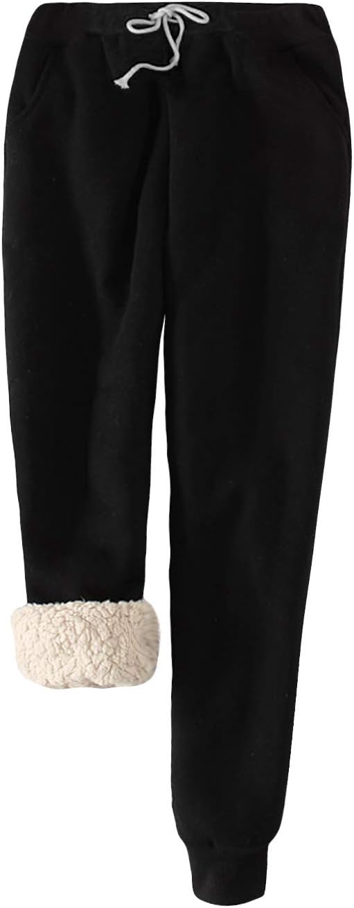 Snoly Women's Winter Fleece Sweatpants Running Active Thermal Sherpa Lined Jogger Pants with Candy Colors