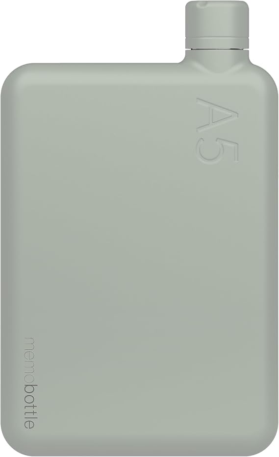 A5 memobottle - Stainless Steel - 36oz / 1080ml - Slim & flat water bottle designed to fit in your bag - Pistachio